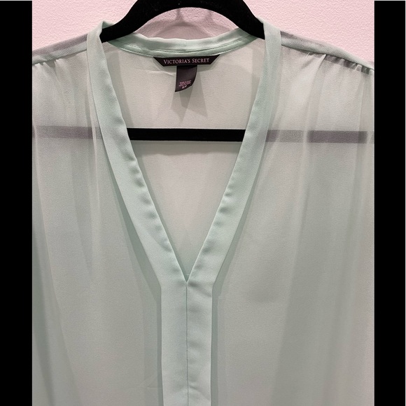 Victoria’s Secret V-Neck mint green semi sheer blouse. - Picture 3 of 5
